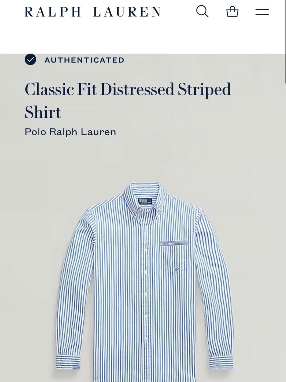 Ralph Lauren Blue/White Striped Button-Down Classic Fit Cotton Shirt XL $198 - Picture 1 of 6
